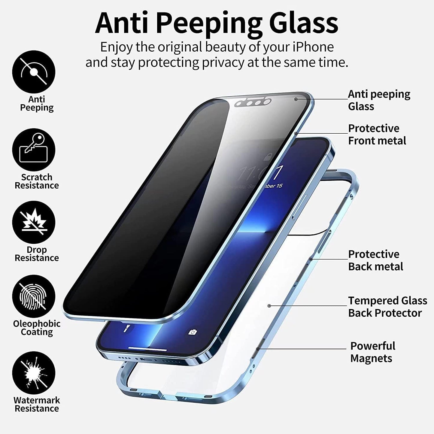 Privacy Google Pixel Magnetic Glass Phone Case With 360° Protection (Buy 1 Get 1)